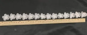 3d sheer white organza flower pearled lace trim