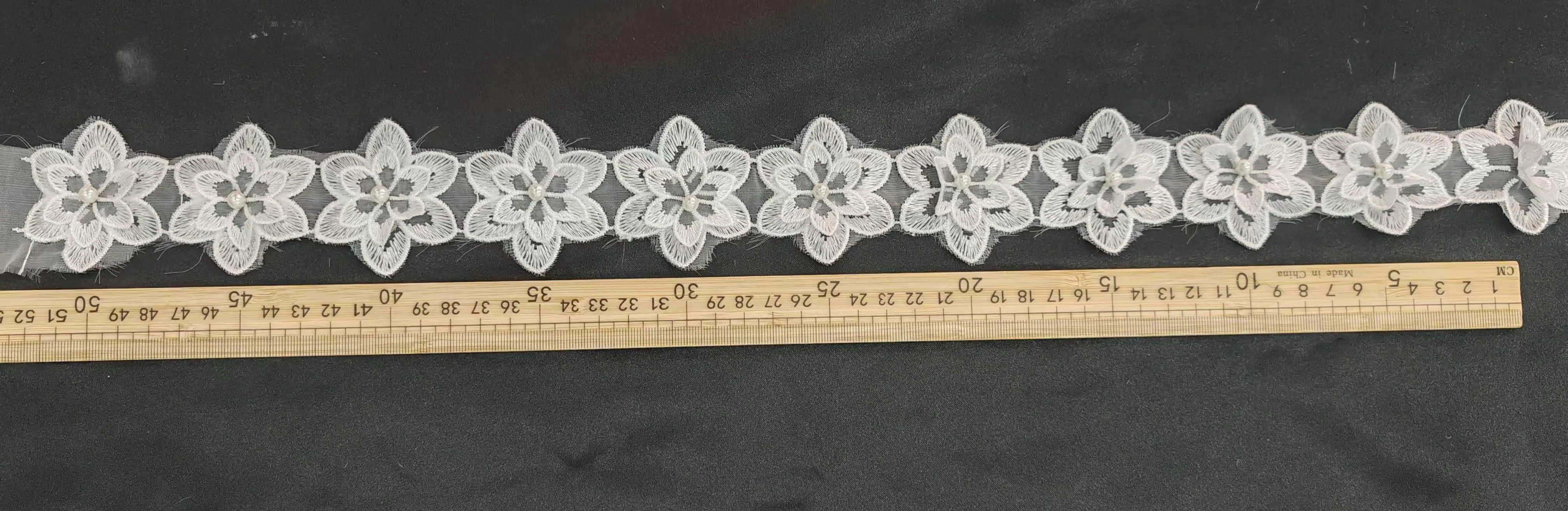 pointed petal floral pearl embroidered lace trim