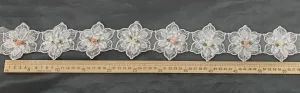 ivory floral embroidered lace trim with tiny rosebuds