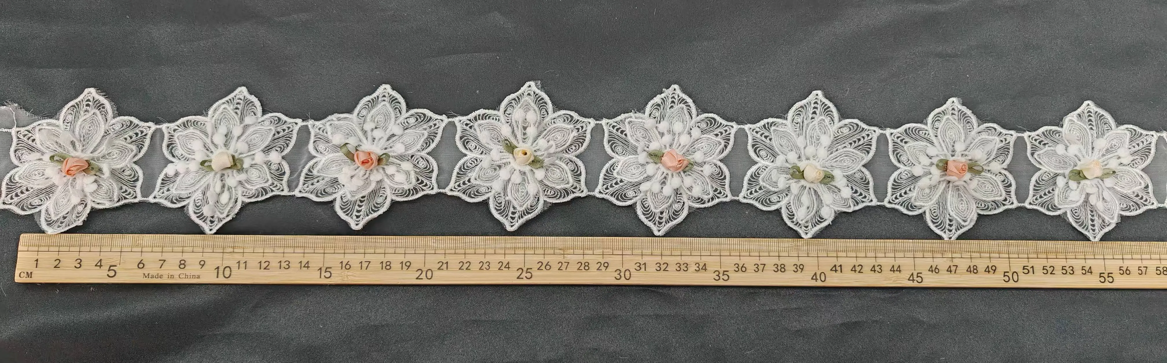 ivory floral embroidered lace trim with tiny rosebuds ivory floral embroidered lace trim with tiny rosebuds