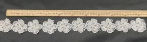 3d flower embroidered lace trim with pearl beads