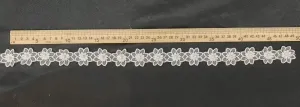 off white daisy floral lace trim with pearl beads
