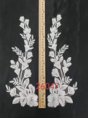 floral branch floral lace applique pair
