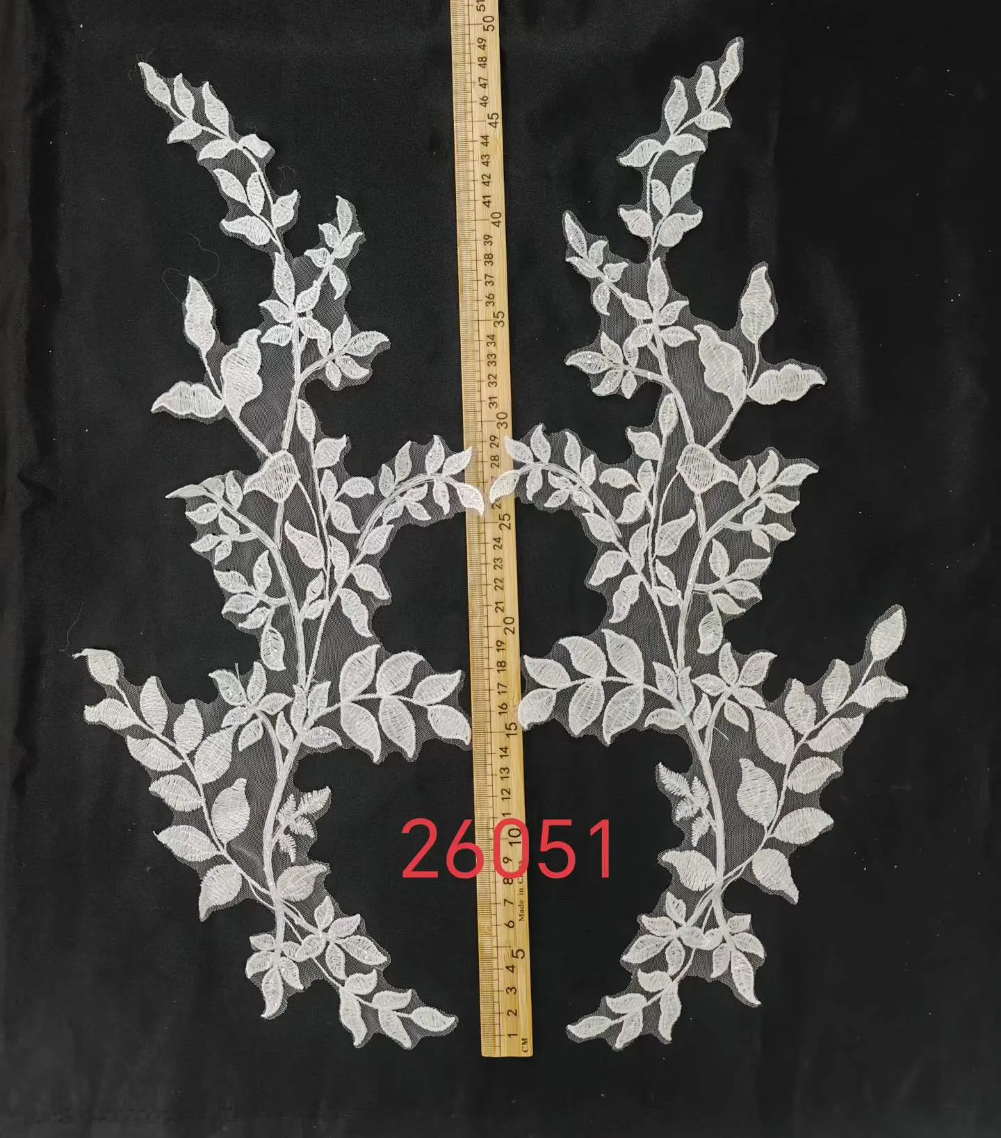 leafy vine embroidered lace applique pair leafy vine embroidered lace applique pair