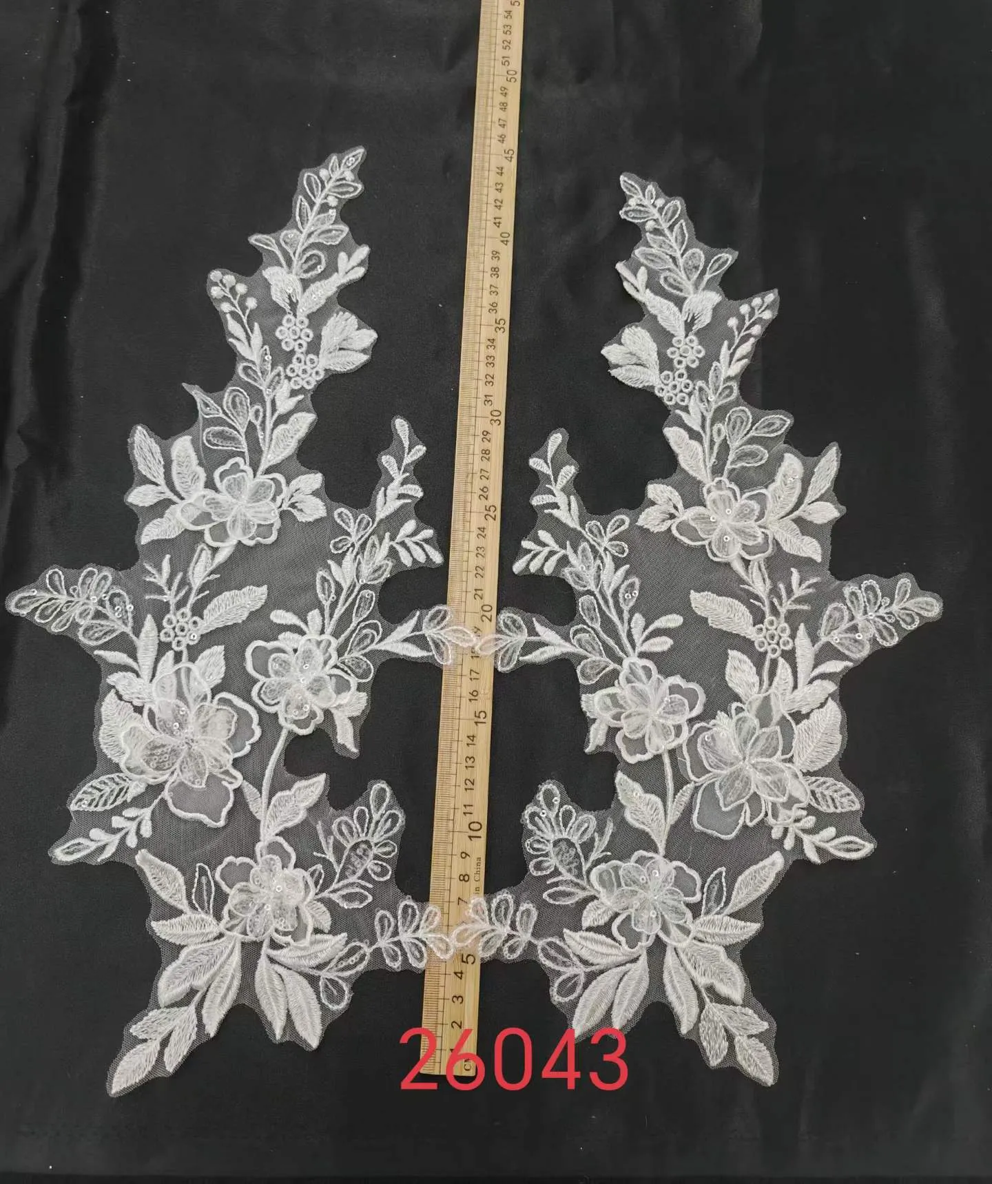 clear sequins floral embroidered lace applique pair clear sequins floral embroidered lace applique pair