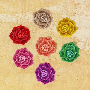 8cm soft flat embroidered rose flower motif appliques