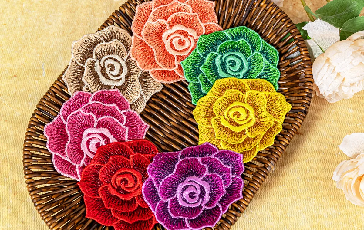 8cm soft flat rose flower motifs