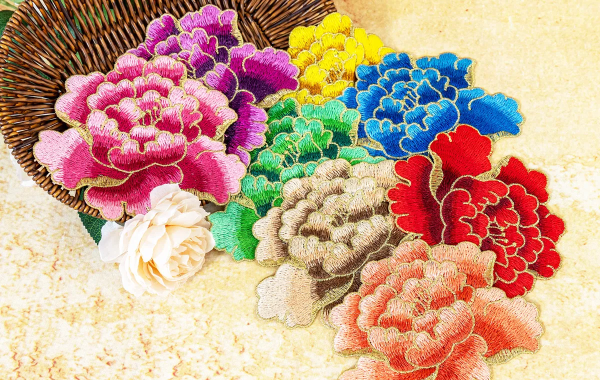 12x15cm gold outline soft peony patches