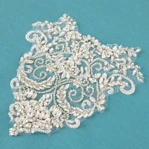 silver sparkling rhinestone heavy beading applique
