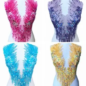 beading rhinestones lace pearls mixed dress applique
