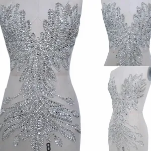 unique diamond bead embroidery applique for prom dress