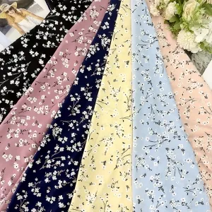soft floral blossoming printed fdy chiffon fabric