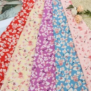 stylish 5 colors floral printing fdy rayon fabric