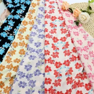 affordable floral pattern fdy rayon challis fabric