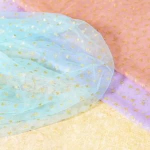 charming heart print gold glitter tulle decor fabric
