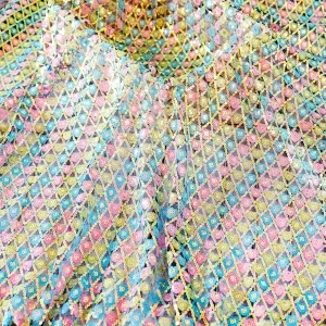 rhombus grid pattern colorful sequin with black mesh