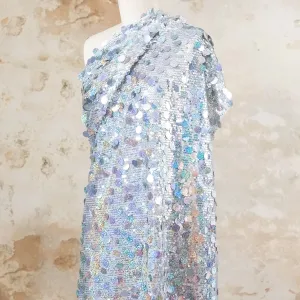 Holographic 5 and 18mm mixed silver sequin fabric for decor