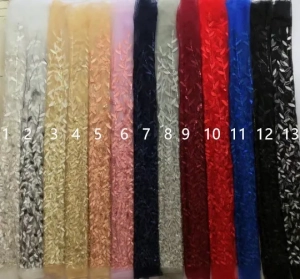 sequinned leaf embroidery mesh fabric color chart