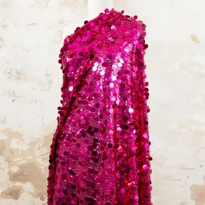 magenta 518mm mixed scale sequin metallic fabric