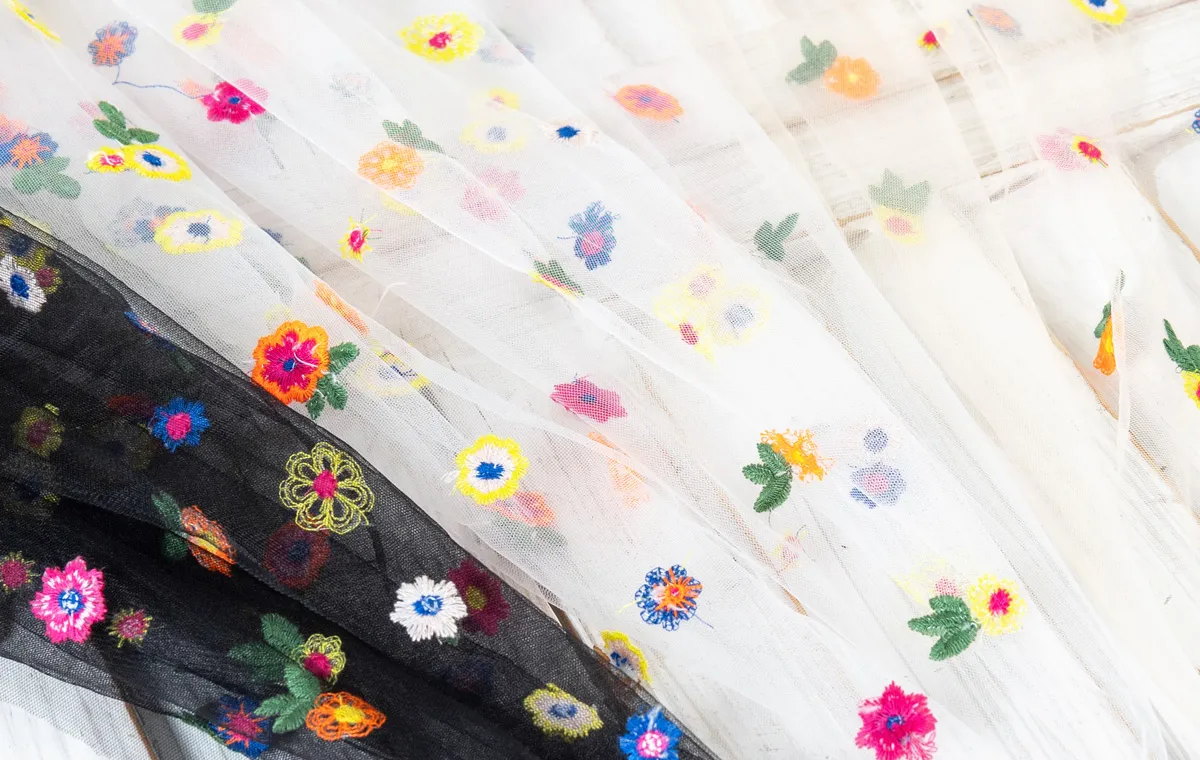 colorful small chrysanthemum embroidery fabrics