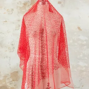 amazing red pearl beading mesh fabric by the yard
