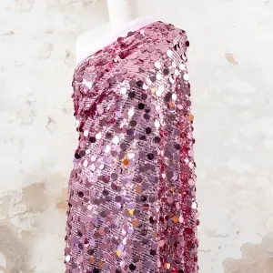 captivating rose pink 518mm scaled mixed sequin fabric