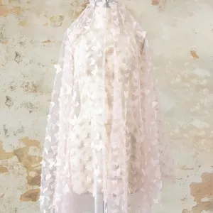 blush 3d butterfly soft ethereal embroidery fabric