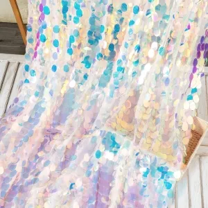 oversized ellipse iridescent dream color sequin fabric