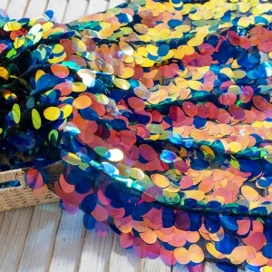 iridescent dark galaxy 40mm oval scale sequin fabric