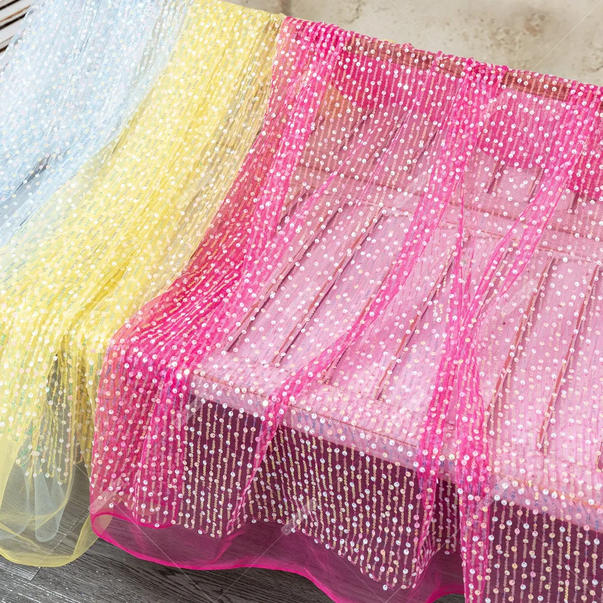 iridescent dazzling striped sequin fabric