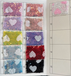 white heart iridescent sequin fabric color chart