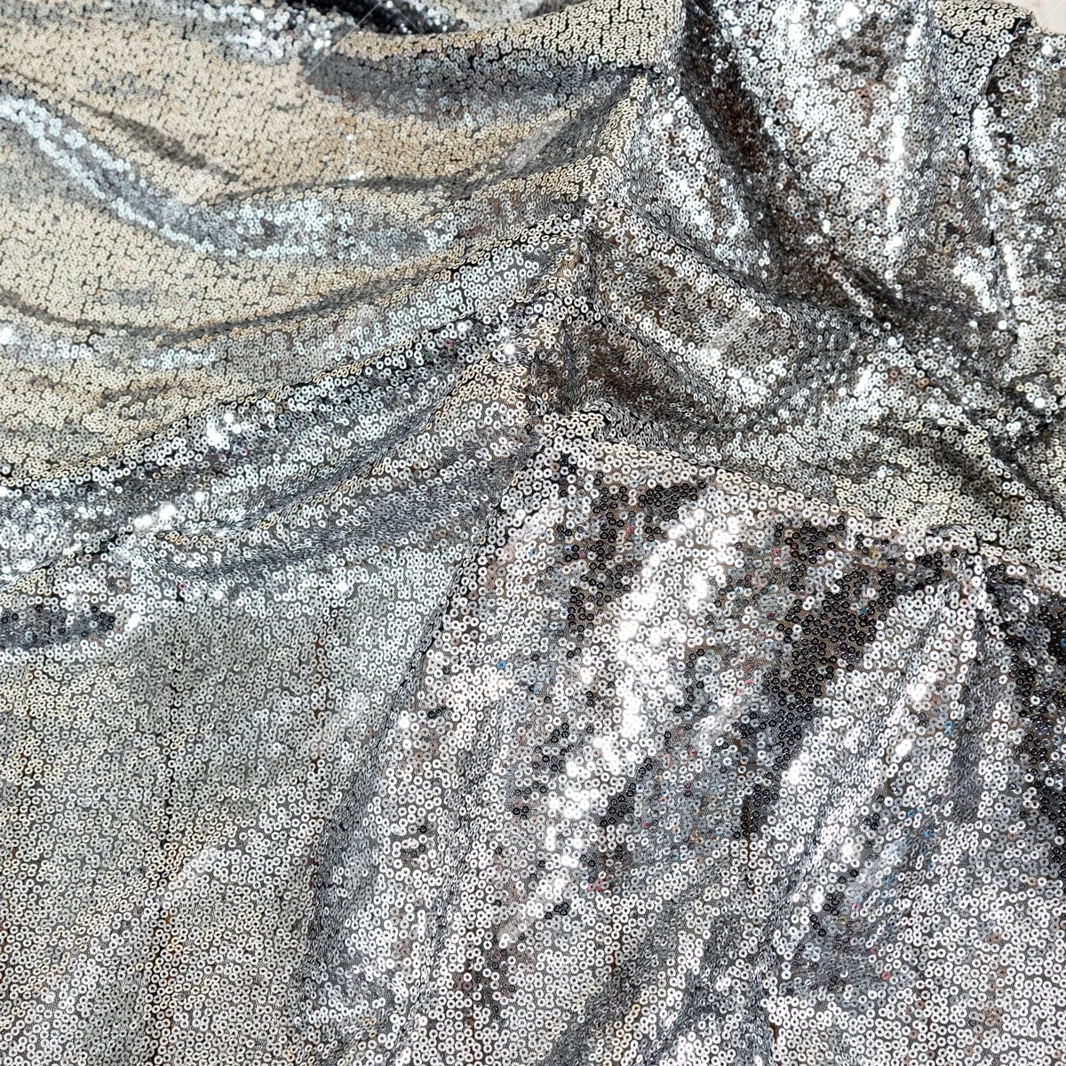 contrast silver sequin black mesh fabric contrast silver sequin black mesh fabric
