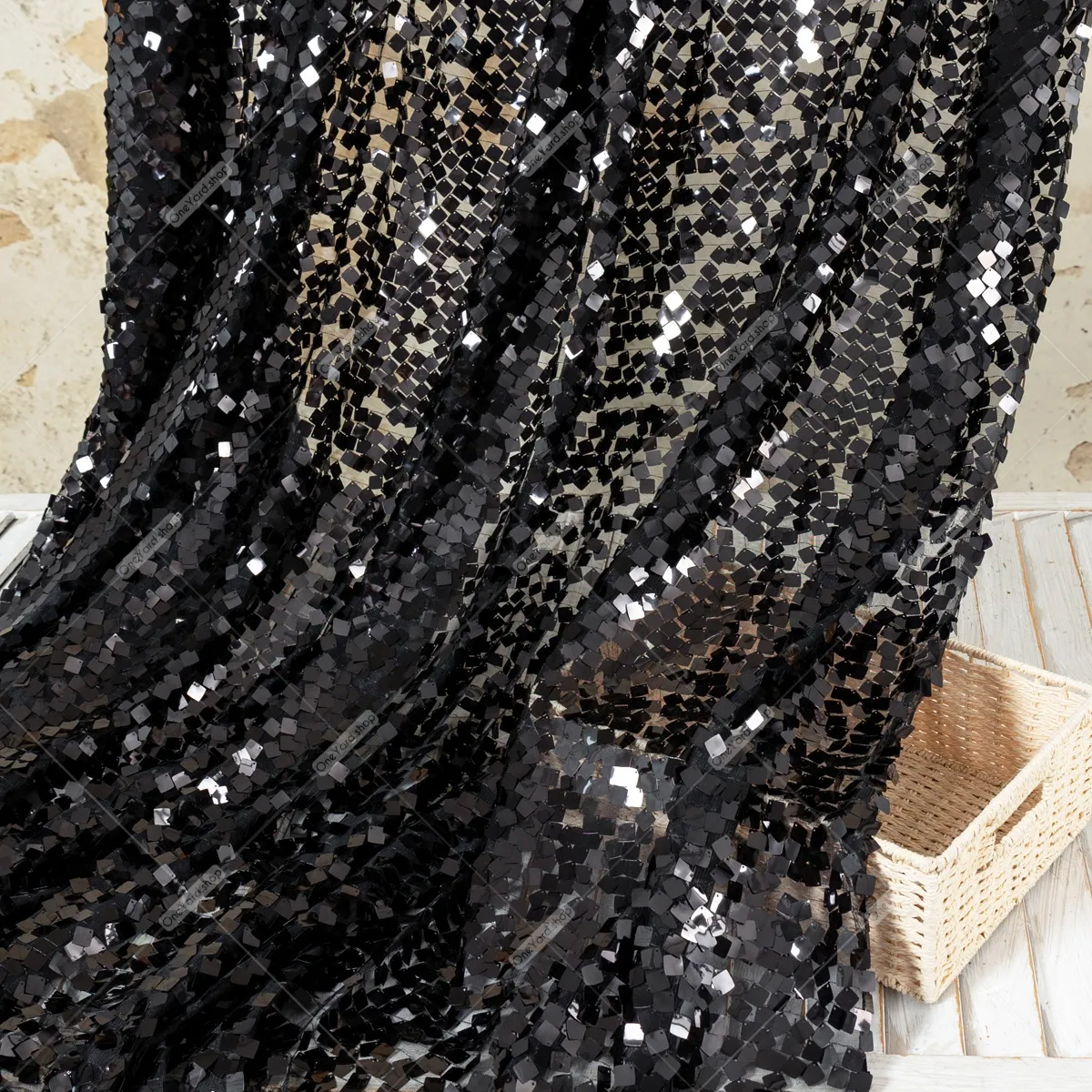 geometric square shaped black sequin fabric geometric square shaped black sequin fabric