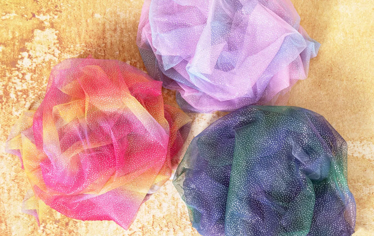glitter rainbow ombre soft tulle fabrics