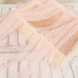 ultra fine blush pink pearls beads soft tulle fabric