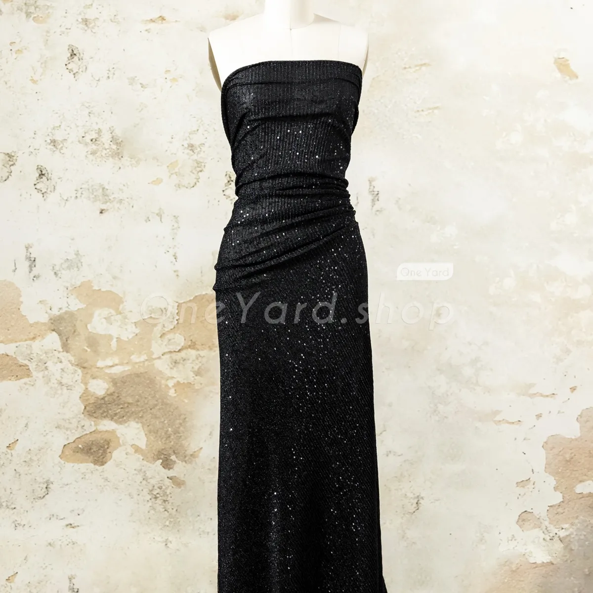 pleated sequined black lurex knit fabric pleated sequined black lurex knit fabric
