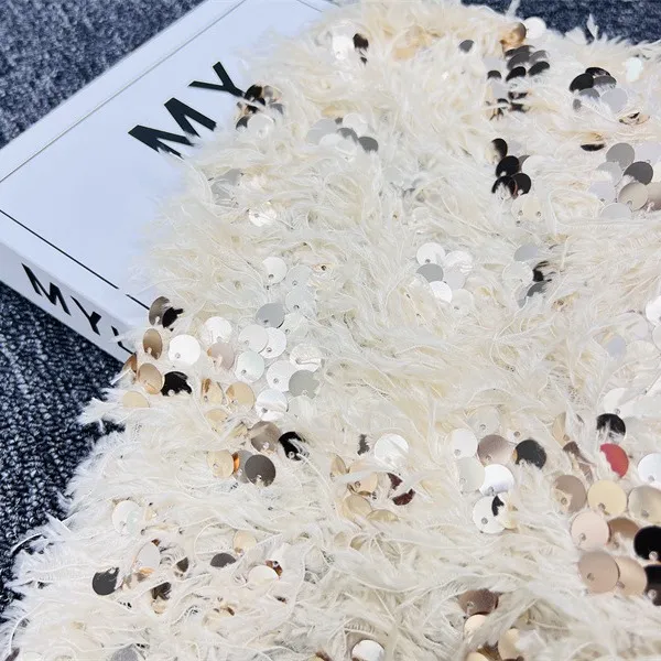 luxury sequinned glamorous shaggy knit fabric luxury sequinned glamorous shaggy knit fabric