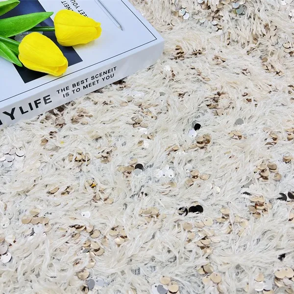 sequinned feather like plush fabric sequinned feather like plush fabric