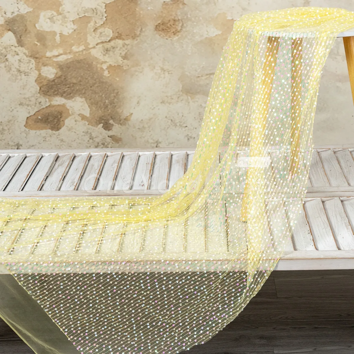 delicate and shimmery iridescent yellow stripe pattern sequin fabric delicate and shimmery iridescent yellow stripe pattern sequin fabric