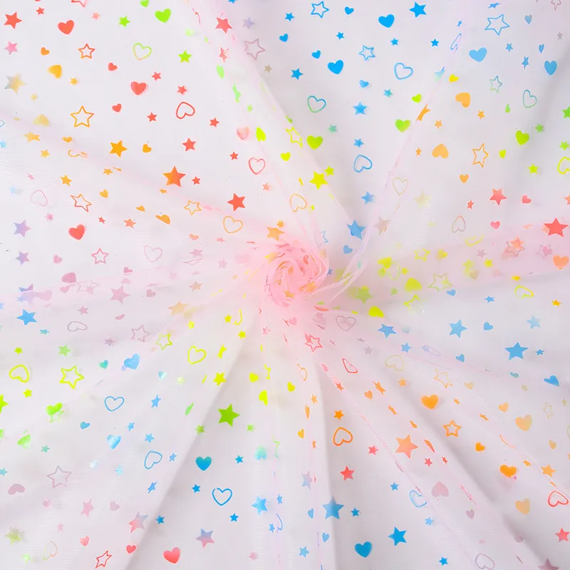 confetti hearts and stars lightweight sheer tulle fabric confetti hearts and stars lightweight sheer tulle fabric