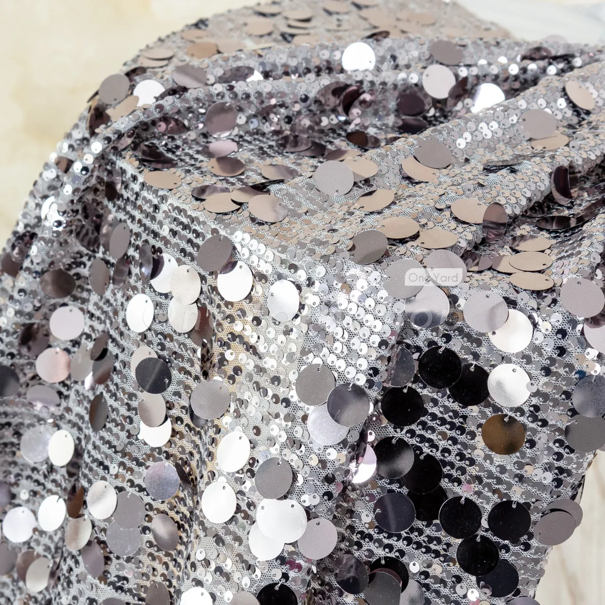 5 and 18mm gray sequin fabric for table overlays 5 and 18mm gray sequin fabric for table overlays