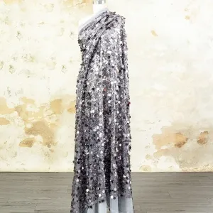 metallic gray 5 18mm mixed round sequin mesh fabric
