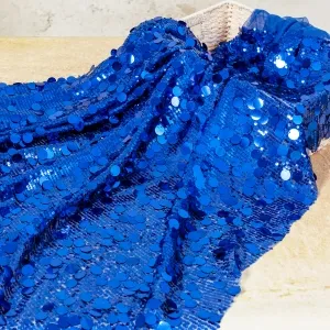 striking royal blue 518mm mixed size sequin fabric