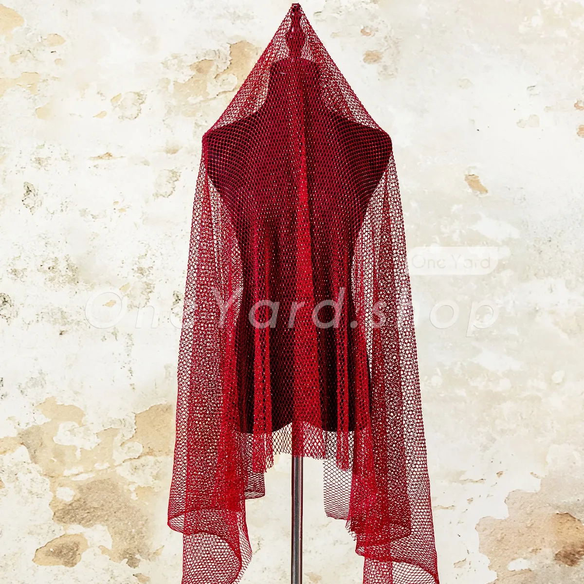 claret rhinestone beaded stretch net claret rhinestone beaded stretch net