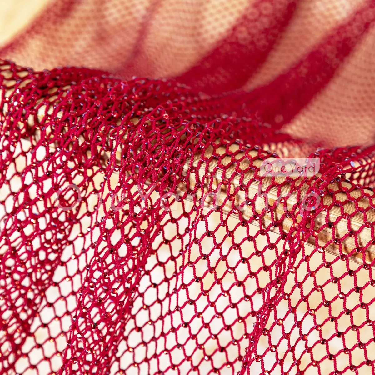 claret rhinestone beaded stretch netting fabric claret rhinestone beaded stretch netting fabric