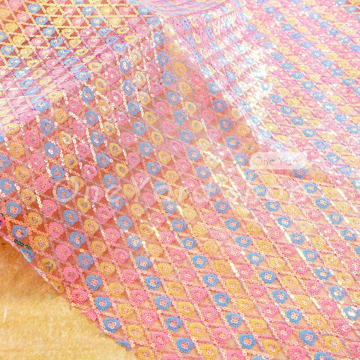 geometric pattern multi color sequin fuchsia mesh fabric geometric pattern multi color sequin fuchsia mesh fabric