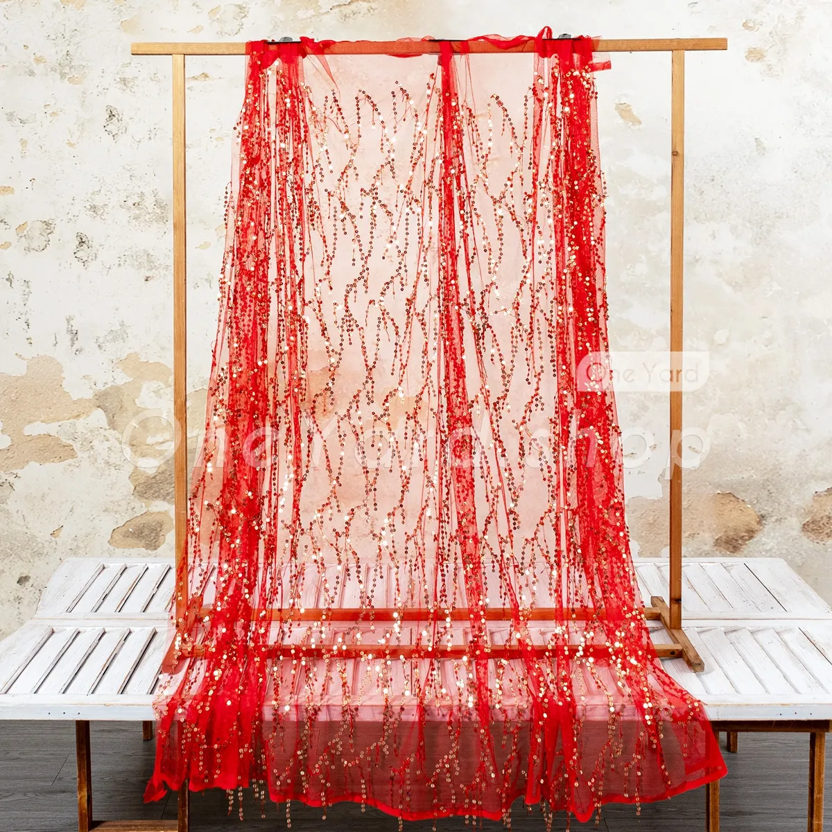 eye catching red and gold fringe effect sequin mesh fabric eye catching red and gold fringe effect sequin mesh fabric
