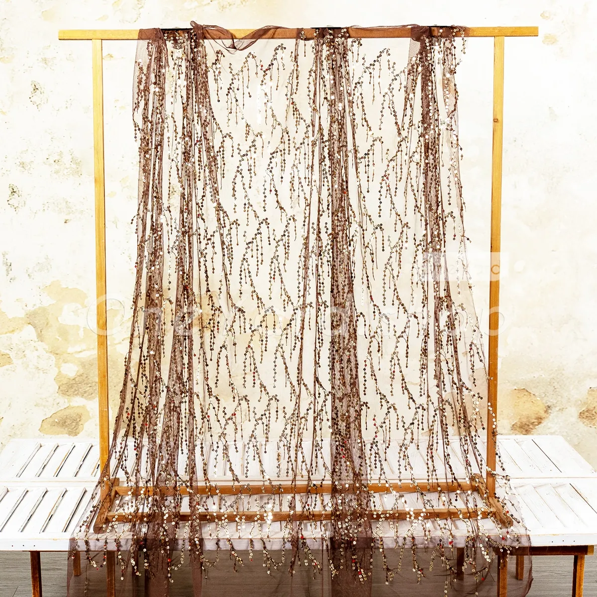 shimmering metallic brown sequin fringe mesh fabric shimmering metallic brown sequin fringe mesh fabric