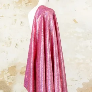 brilliant rose pink iridescent sequin satin fabric