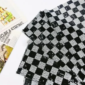 contemporary two tone checkerboard sequin fabric